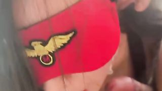 【69堂免费视频】蒙眼的骚货开始先吃我的JB后面再找一个一起吃